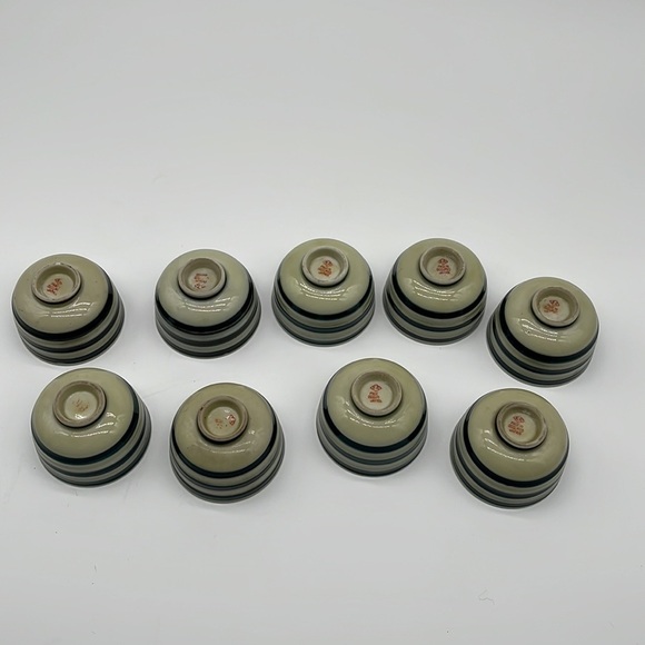 KA Striped Japanese Tea Cups Made In Occupied Japan Set 9 - Picture 4 of 8